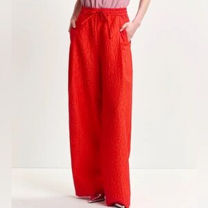 Essentiel Antwerp Burned Orange Floral Jacquard Wide Leg Pants • 42 (US XL)